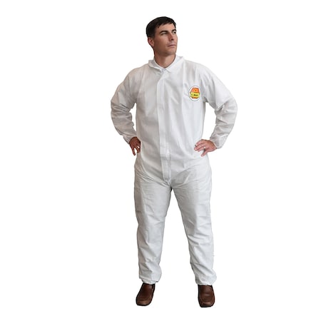 Cordova C-Max SMS Coverall - White, Elastic Wrists, Elastic Ankles, L, 12PK SMS200L